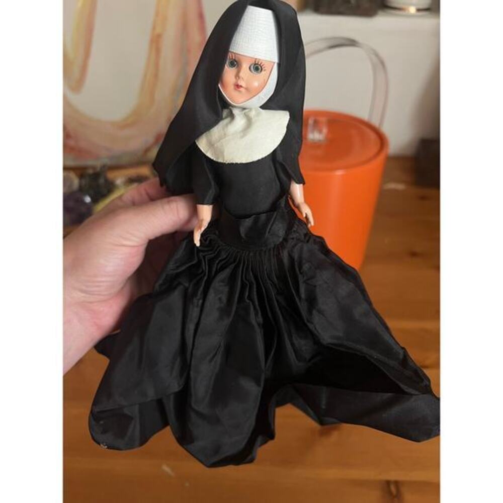 Vintage Nun Doll, Mid Century, 1950's 10”  Hard Plastic Open Close Sleepy Eyes